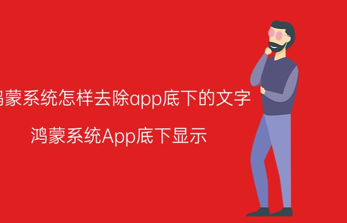 鸿蒙系统怎样去除app底下的文字 鸿蒙系统App底下显示 的解决方法